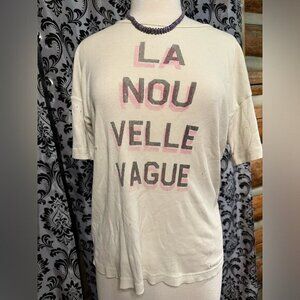 Fred Segal Originals "La Nouvelle Vague" Womens Ribbed Cream T-Shirt